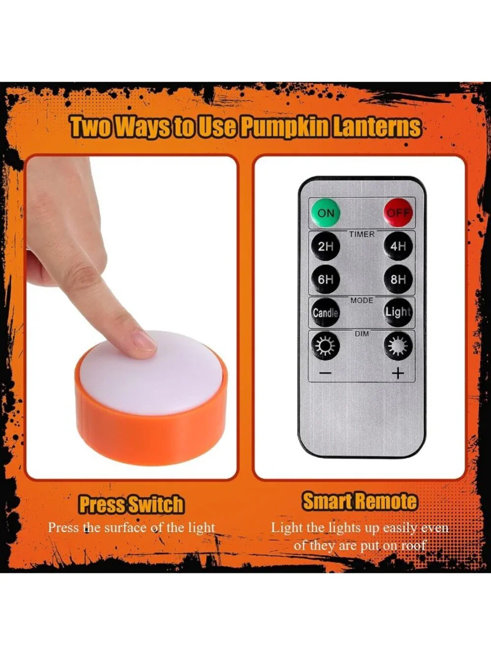 12-Piece Remote-Controlled Pumpkin Lights with Timer - Perfect for Fall Decor
